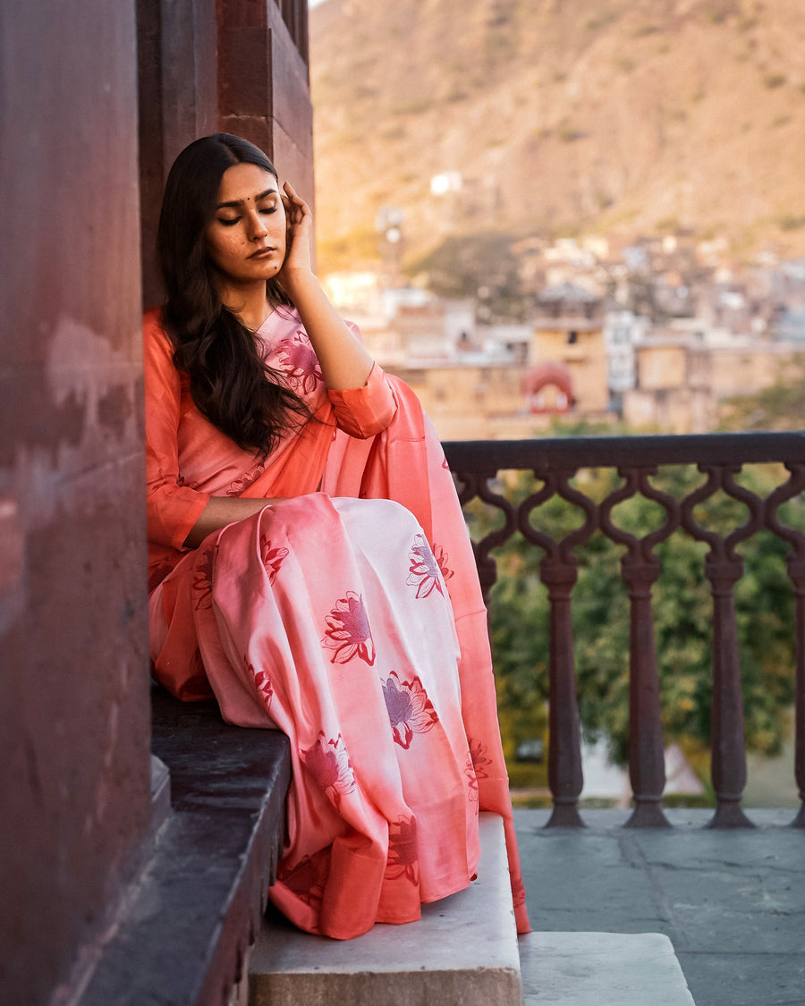 Soft Peach Niloufer Saree