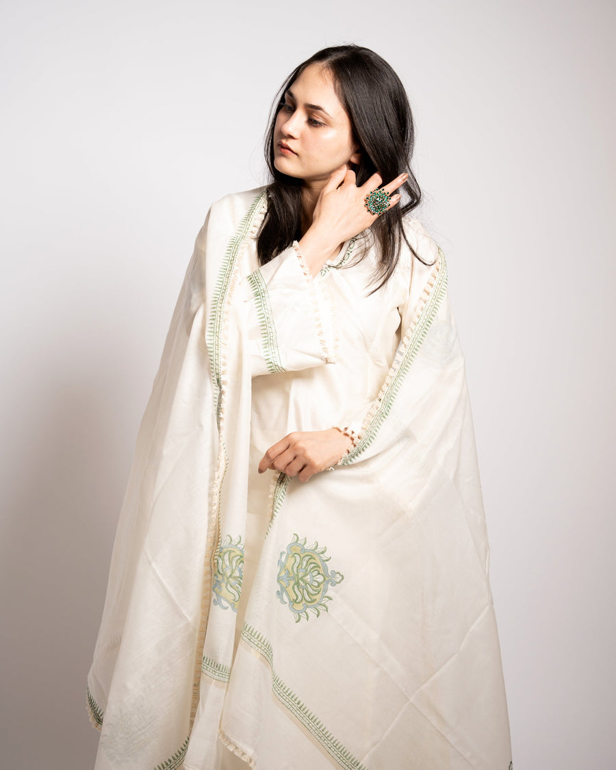 Chanderi White Kurta Set