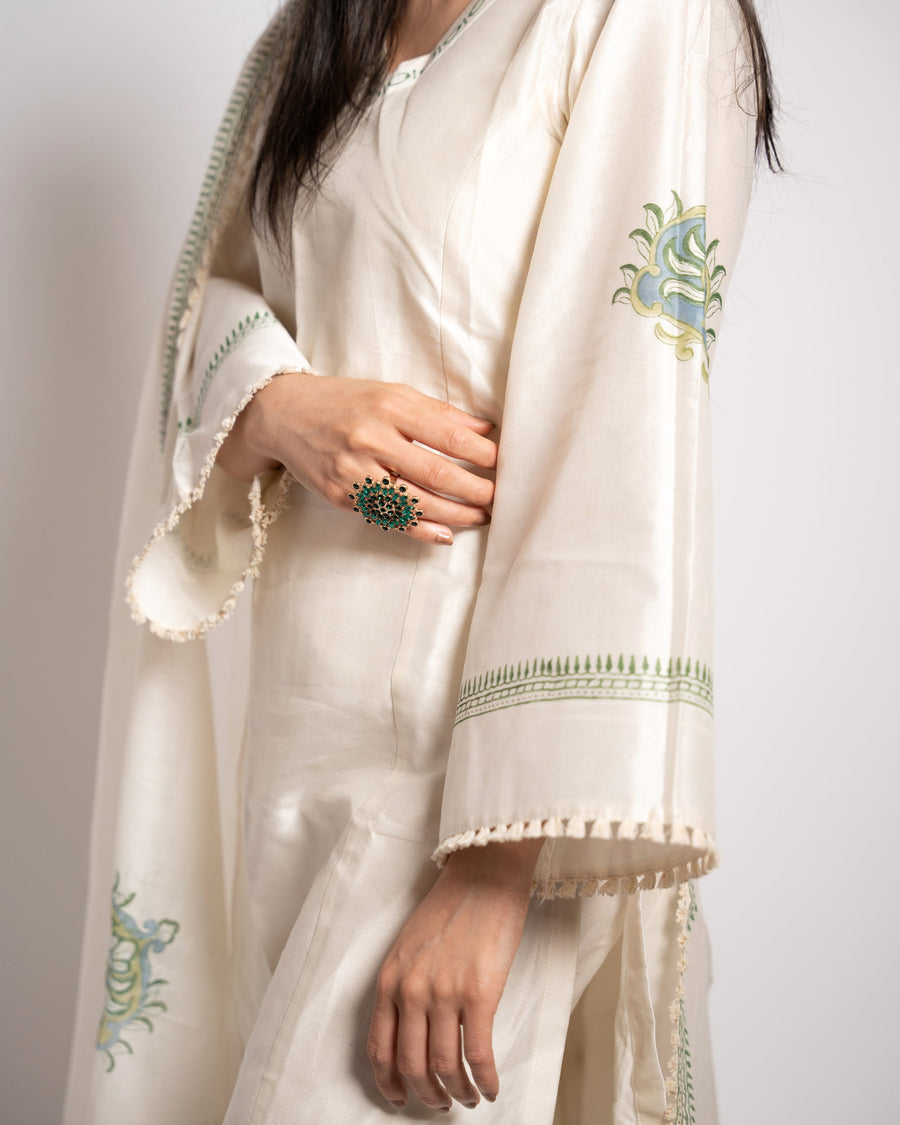 Chanderi White Kurta Set