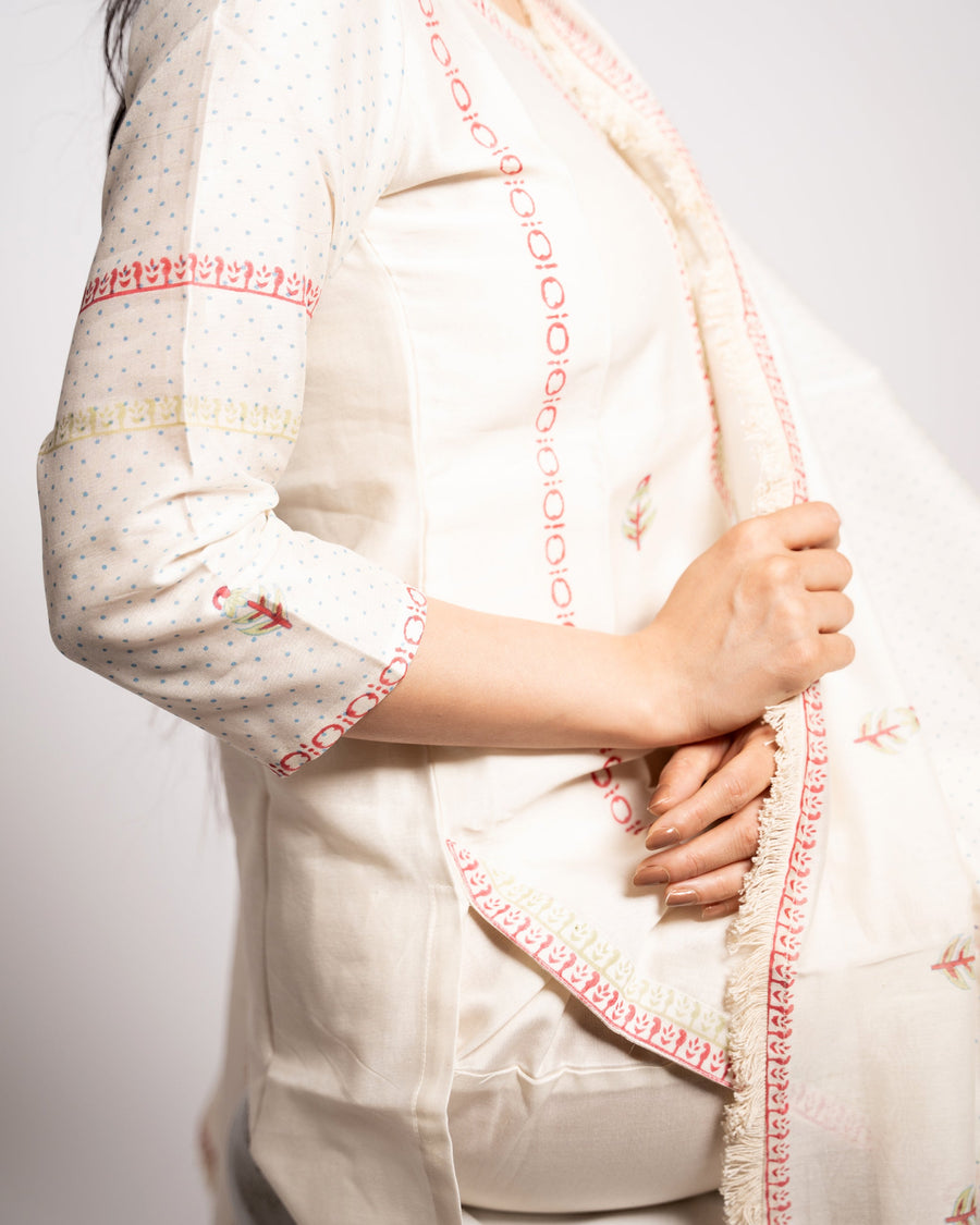 White Chanderi Kurta Set