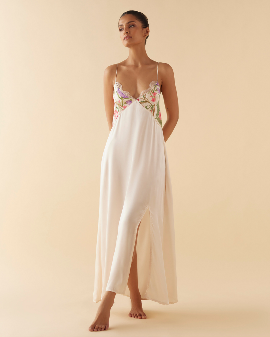 Floral Dream Long Slip in Ivory