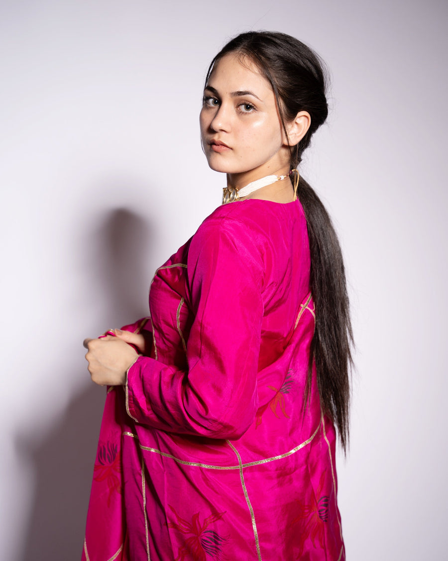 Petal Pink A-Line Silk Kurta Set