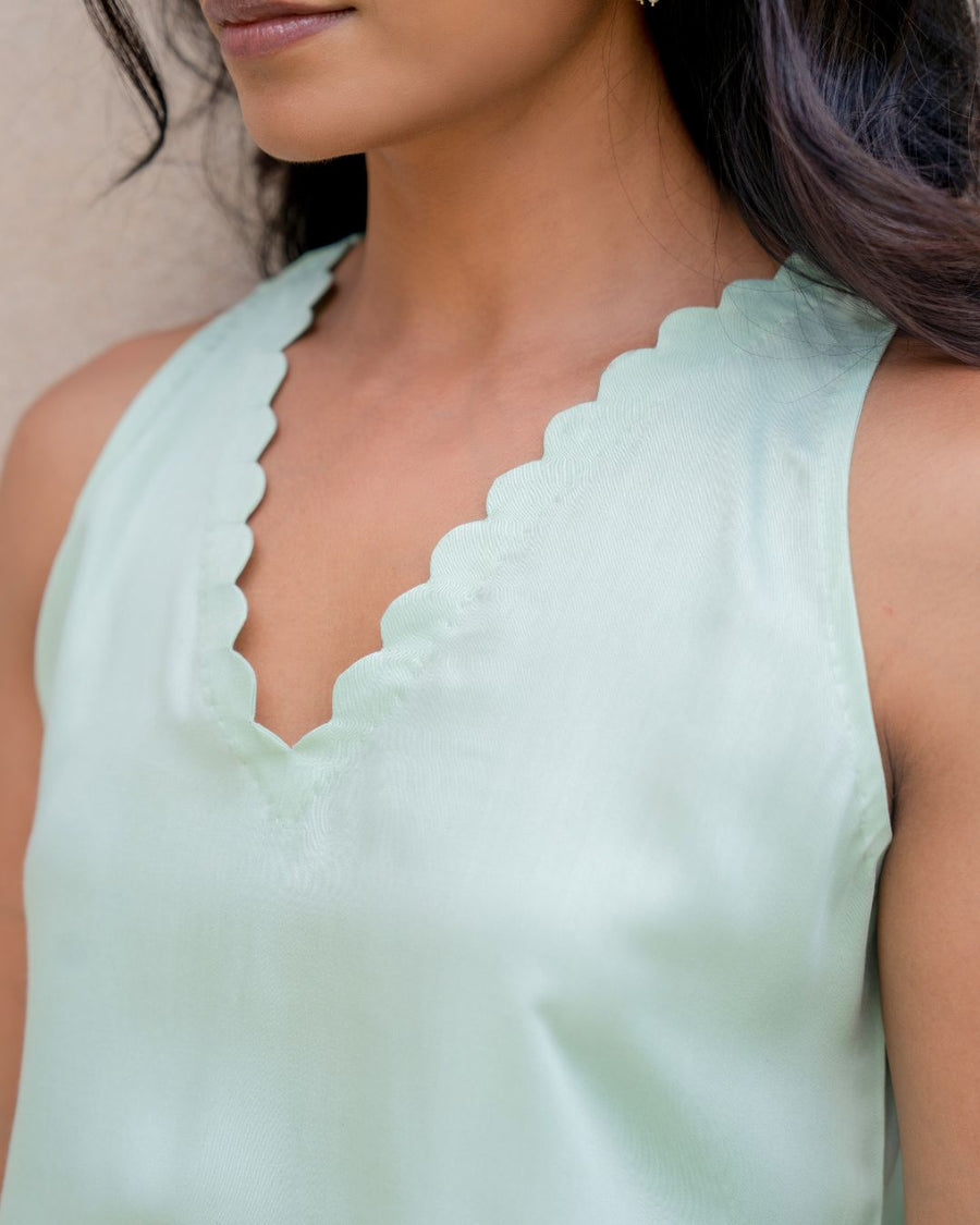 Sage Green Scalloped Top